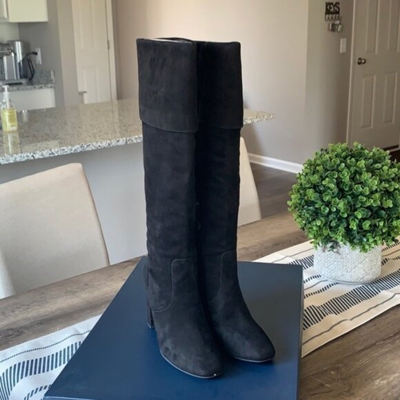 Cole Haan || "Tess" Cuff Heeled Suede Boots - Picture 4 of 7